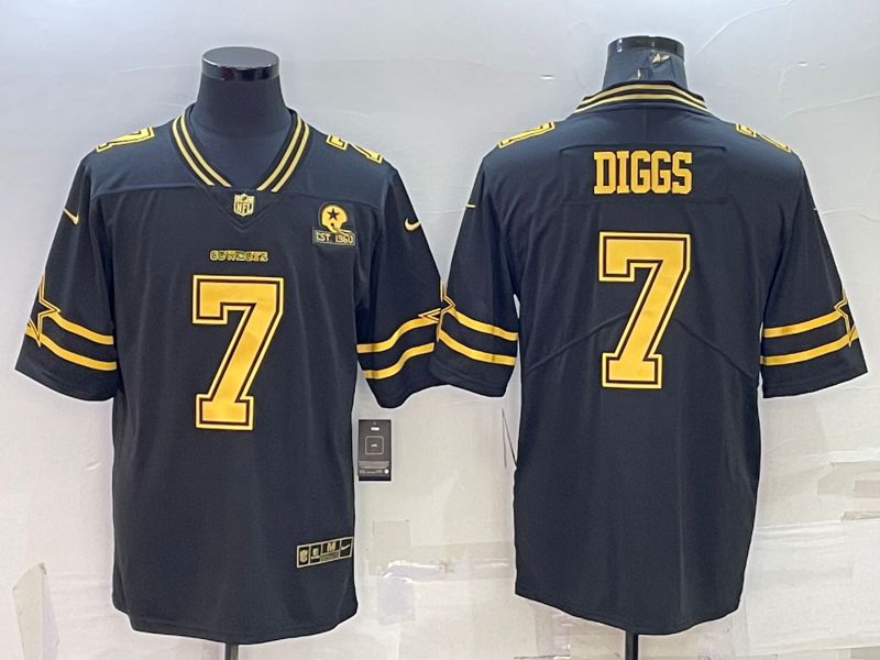 Men Dallas Cowboys #7 Diggs Black Gold 2022 Nike Limited Vapor Untouchable NFL Jersey